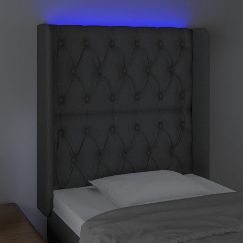Sengegavl med LED-lys 83 x 16 x 118/128 cm - mørkegrå