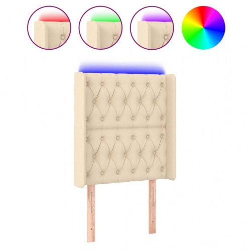 Sengegavl med LED-lys 83 x 16 x 118/128 cm - cremefarvet