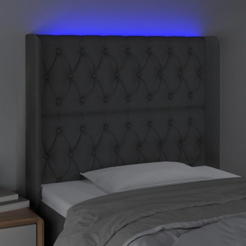 Sengegavl med LED-lys 93 x 16 x 118/128 cm - mørkegrå