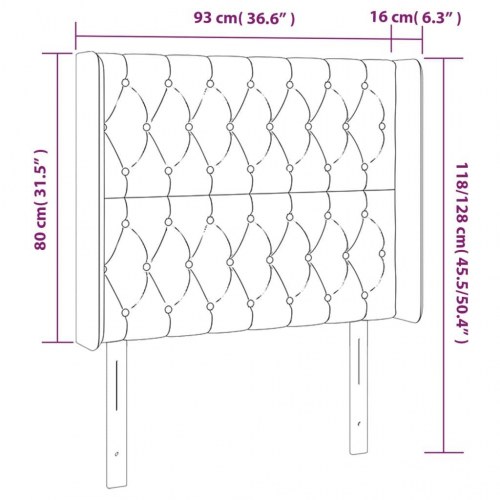 Sengegavl med LED-lys - sort, 93 x 16 x 118/128 cm
