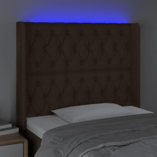 Sengegavl med LED-lys 93 x 16 x 118/128 cm - mørkebrun