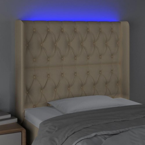Sengegavl med LED-lys - cremefarvet, 93 x 16 x 118/128 cm