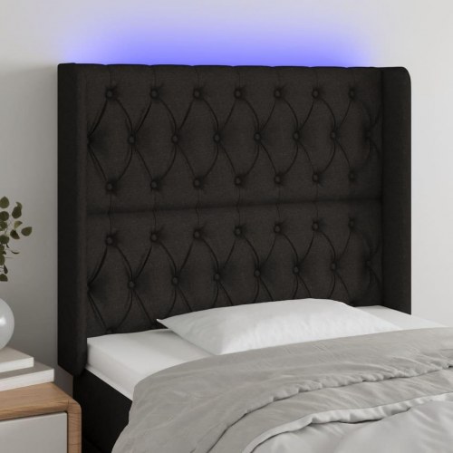 Sengegavl med LED-lys 103 x 16 x 118/128 cm - sort