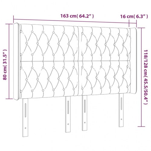 Sengegavl med LED-lys 163 x 16 x 118/128 cm - lysegrå
