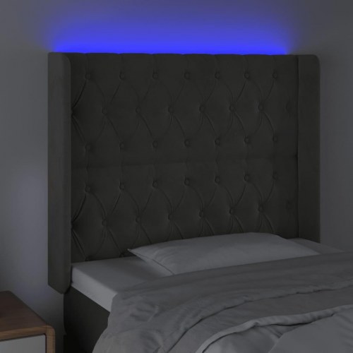 Sengegavl med LED-lys 93 x 16 x 118/128 cm - mørkegrå