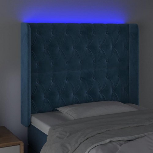 Sengegavl med LED-lys 103 x 16 x 118/128 cm - mørkeblå