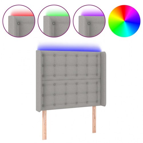 Sengegavl med LED-lys 103 x 16 x 118/128 cm - lysegrå