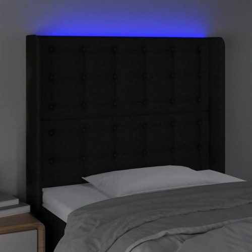 Sengegavl med LED-lys 103 x 16 x 118/128 cm - sort