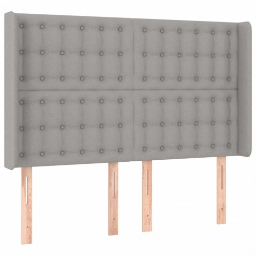 Sengegavl med LED-lys 147 x 16 x 118/128 cm - lysegrå