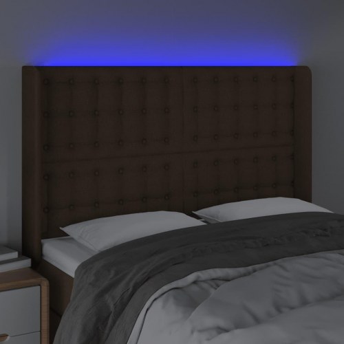 Sengegavl med LED-lys 147 x 16 x 118/128 cm - mørkebrun