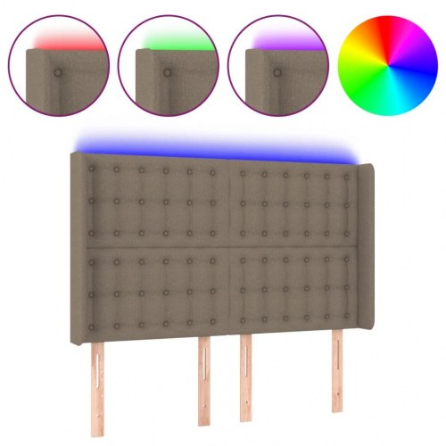 Sengegavl med LED-lys 147 x 16 x 118/128 cm - gråbrun