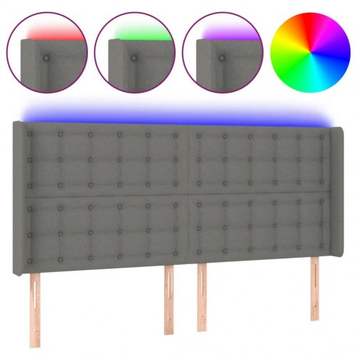 Sengegavl med LED-lys 163 x 16 x 118/128 cm - mørkegrå