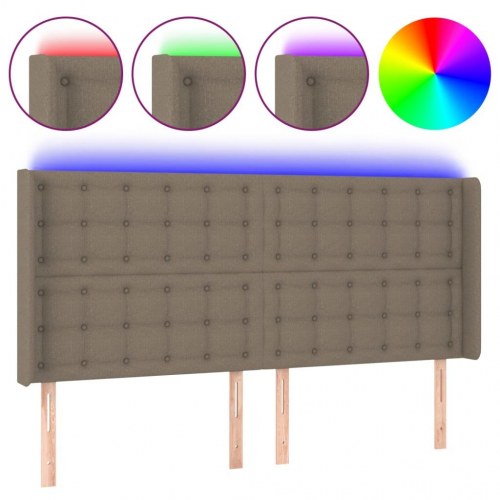 Sengegavl med LED-lys 183 x 16 x 118/128 cm - gråbrun