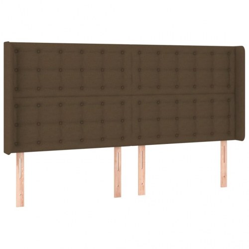 Sengegavl med LED-lys i stof 203 x 16 x 118/128 cm - mørkebrun