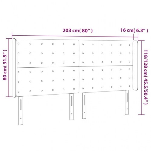 Sengegavl med LED-lys 203 x 16 x 118/128 cm - gråbrun
