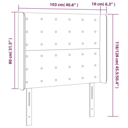 Sengegavl med LED-lys 103 x 16 x 118/128 cm fløjl - sort