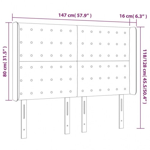 Sengegavl med LED-lys 147 x 16 x 118/128 cm - lyserød