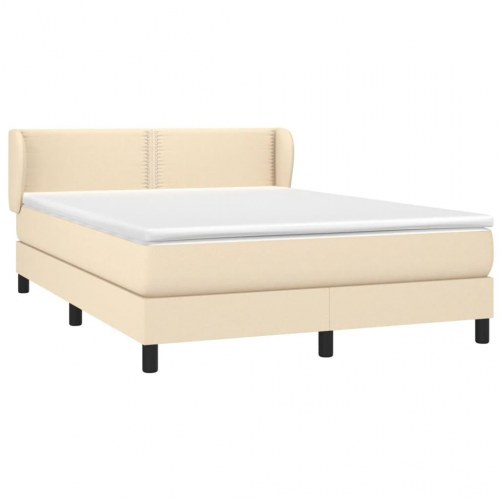Kontinentalseng med madras 140x190 cm - stof, cremefarvet