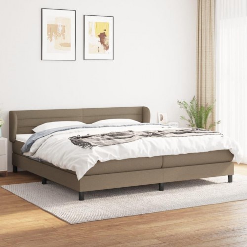 Kontinentalseng med madras 200 x 200 cm - stof, gråbrun