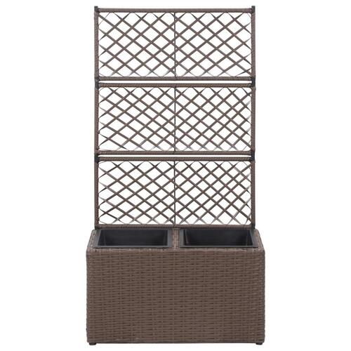 Espalier med plantekasse 2 krukker 58x30x107 polyrattan brun