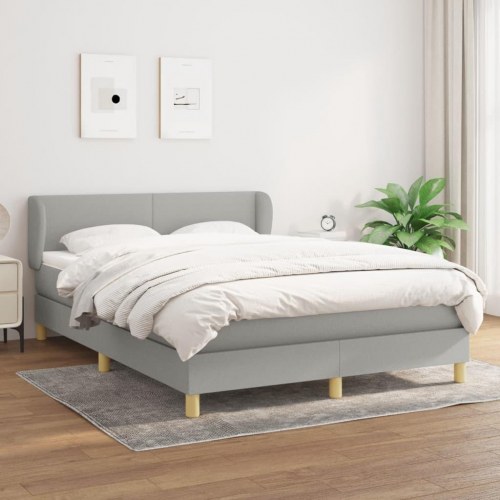 Kontinentalseng med madras 140x190 cm - stof, lysegrå