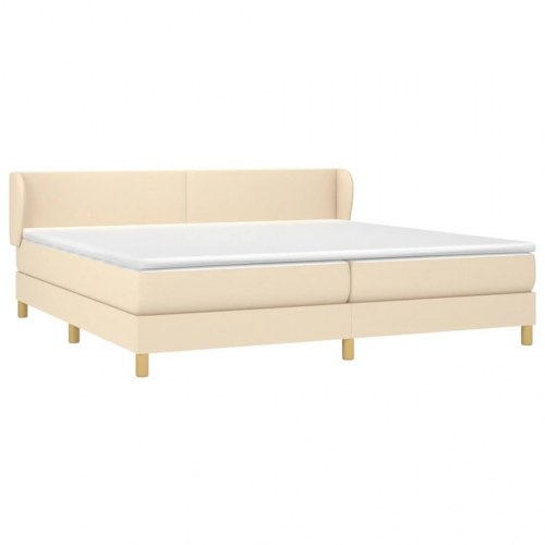 Kontinentalseng med madras 200 x 200 cm - stof, cremefarvet