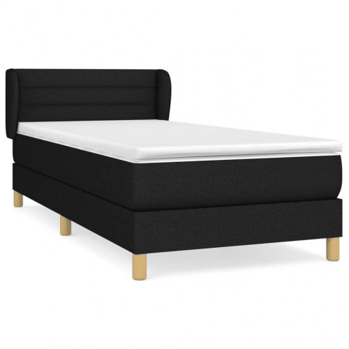 Kontinentalseng med madras 100×200 cm - stof, sort