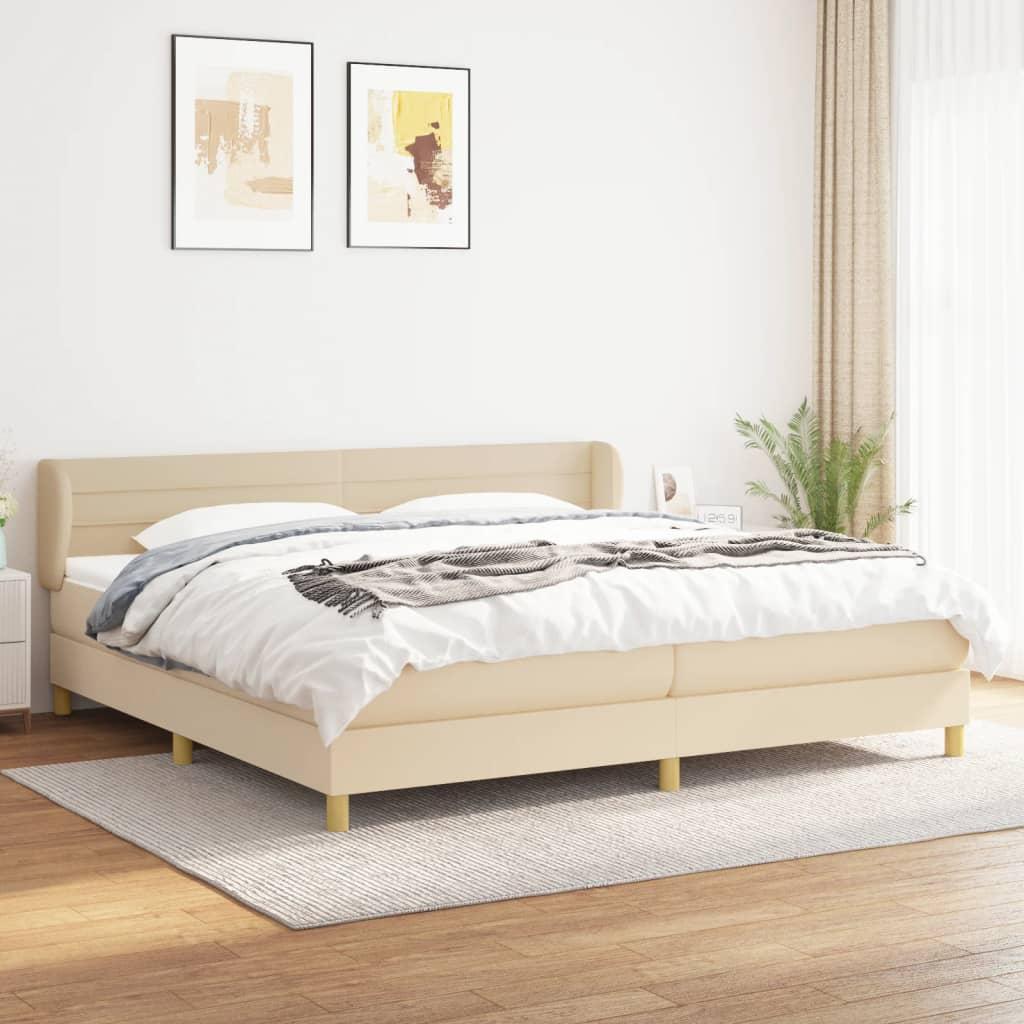 Kontinentalseng Med Madras Stof Farvet Creme - vandrette striber / 200 x 200 cm