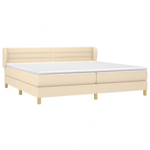 Kontinentalseng med madras 200 x 200 cm - stof, cremefarvet