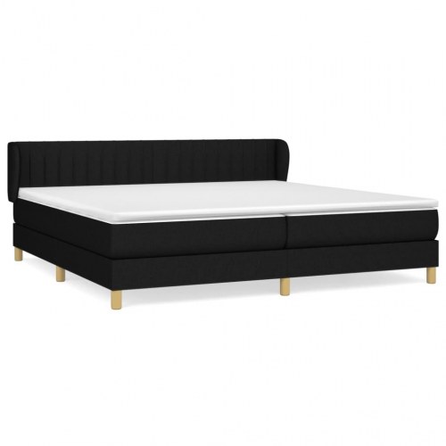Kontinentalseng med madras 200 x 200 cm - stof, sort