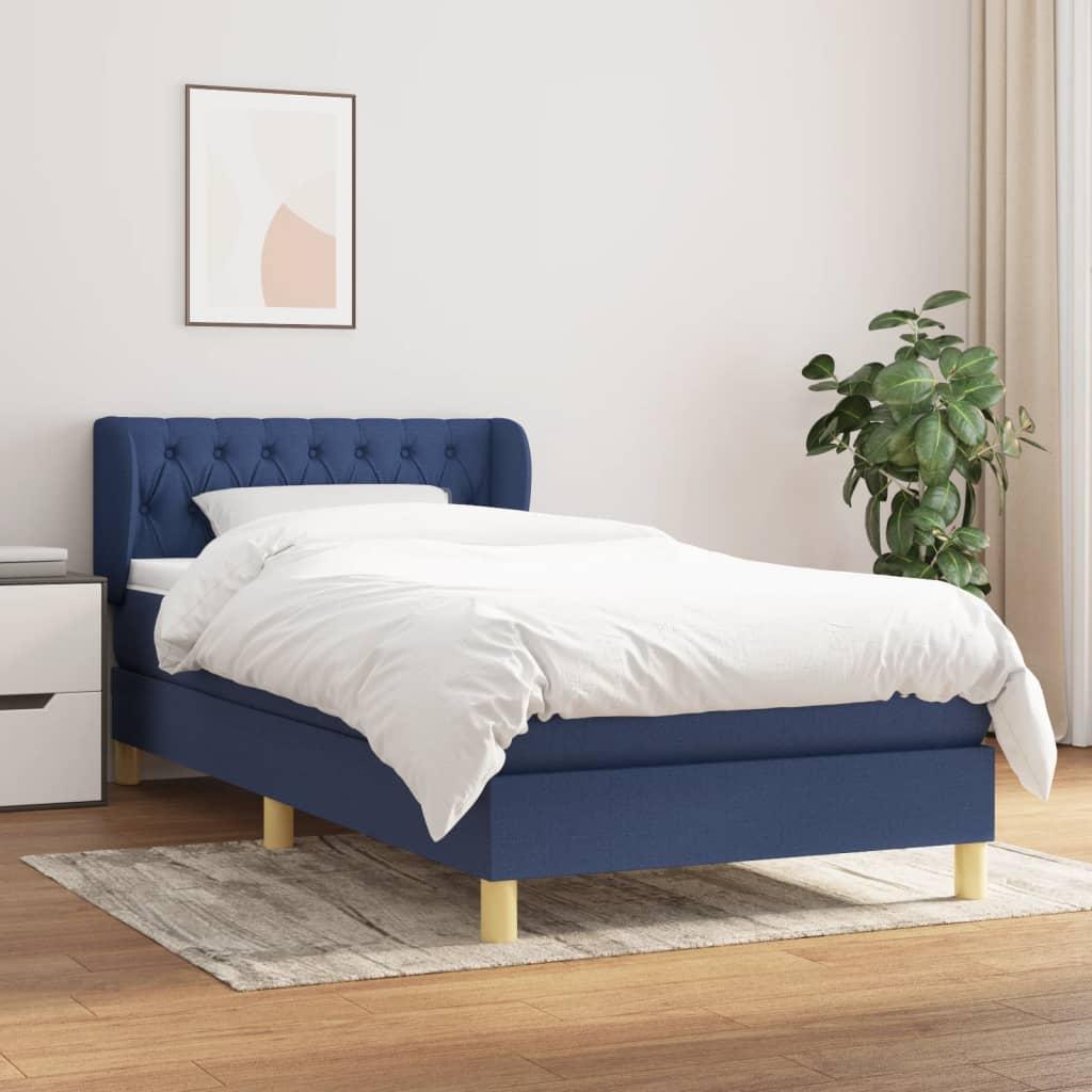 vidaXL kontinentalseng med madras 90x200 cm stof blå