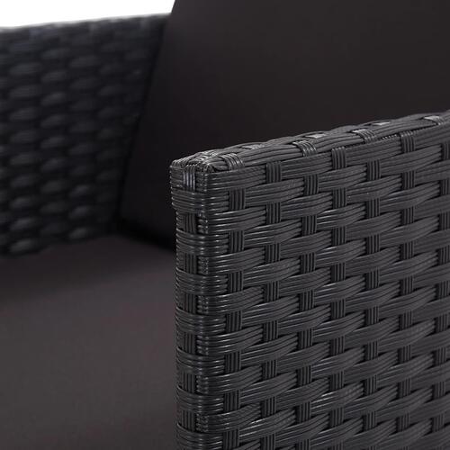 Udendørs spisebordssæt 5 dele med hynder polyrattan sort
