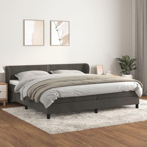 Kontinentalseng med madras 200×200 cm - fløjl, mørkegrå