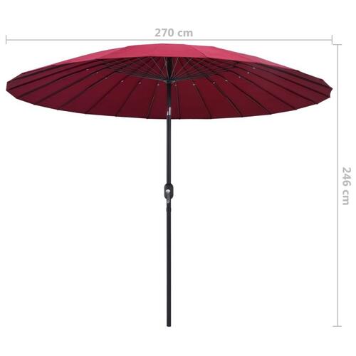 Parasol med aluminiumstang 270 cm bordeauxrød