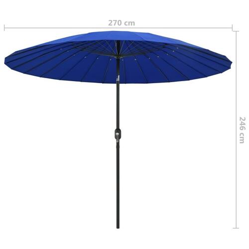 Udendørs parasol med aluminiumsstang 270 cm azurblå