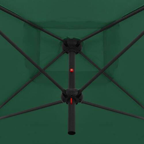 Dobbelt parasol med stålstang 250x250 cm grøn