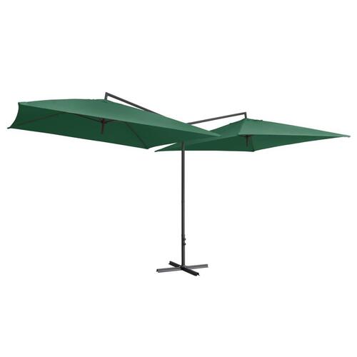 Dobbelt parasol med stålstang 250x250 cm grøn