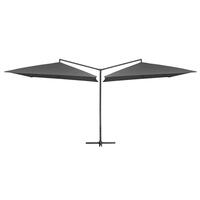 Dobbelt parasol med stålstang 250x250 cm antracitgrå