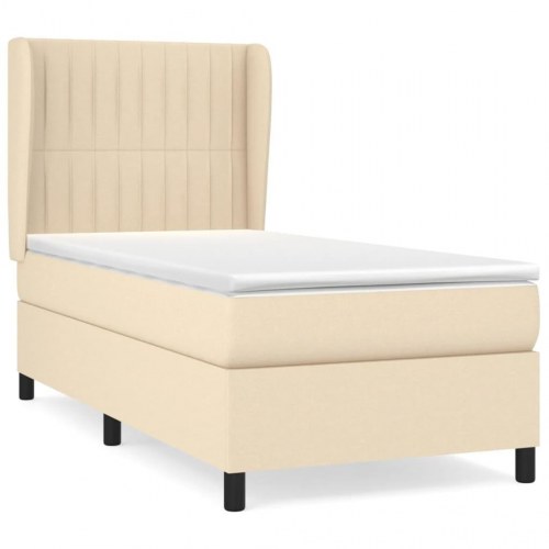 Kontinentalseng med madras 100×200 cm - stof, cremefarvet