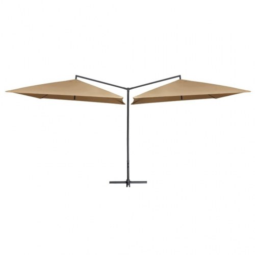 Dobbelt parasol med stålstang 250x250 cm gråbrun