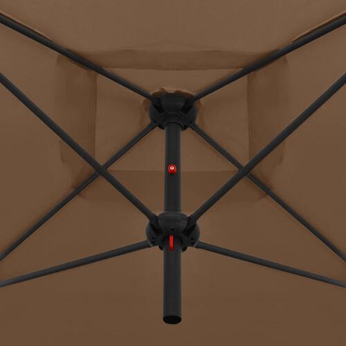 Dobbelt parasol med stålstang 250x250 cm gråbrun
