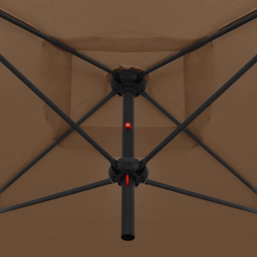 Dobbelt parasol med stålstang 250x250 cm gråbrun