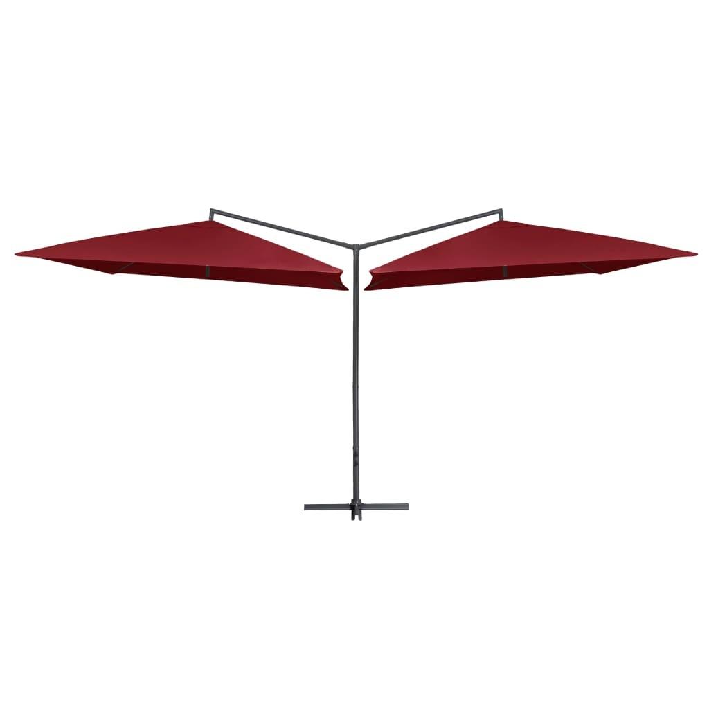 Dobbelt parasol med stålstang 250x250 cm bordeauxfarvet