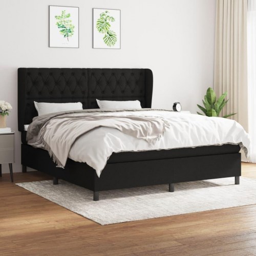 Kontinentalseng med madras 160 x 200 cm - stof, sort