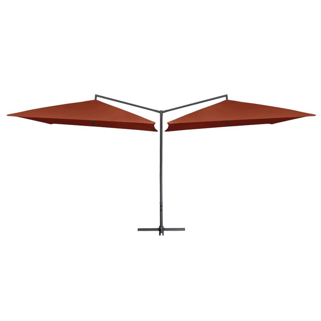Dobbelt parasol med stålstang 250x250 cm teracotta