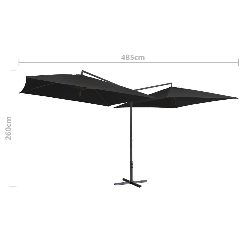 Dobbelt parasol med stålstang 250x250 cm sort