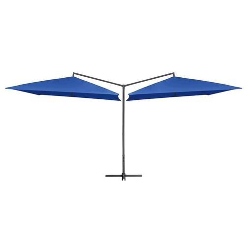 Dobbelt parasol med stålstang 250x250 cm azurblå