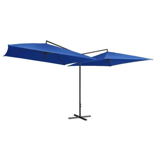 Dobbelt parasol med stålstang 250x250 cm azurblå