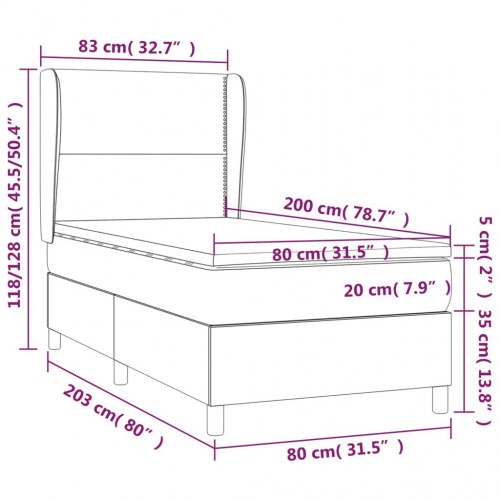 Kontinentalseng med madras 80x200 cm stof gråbrun