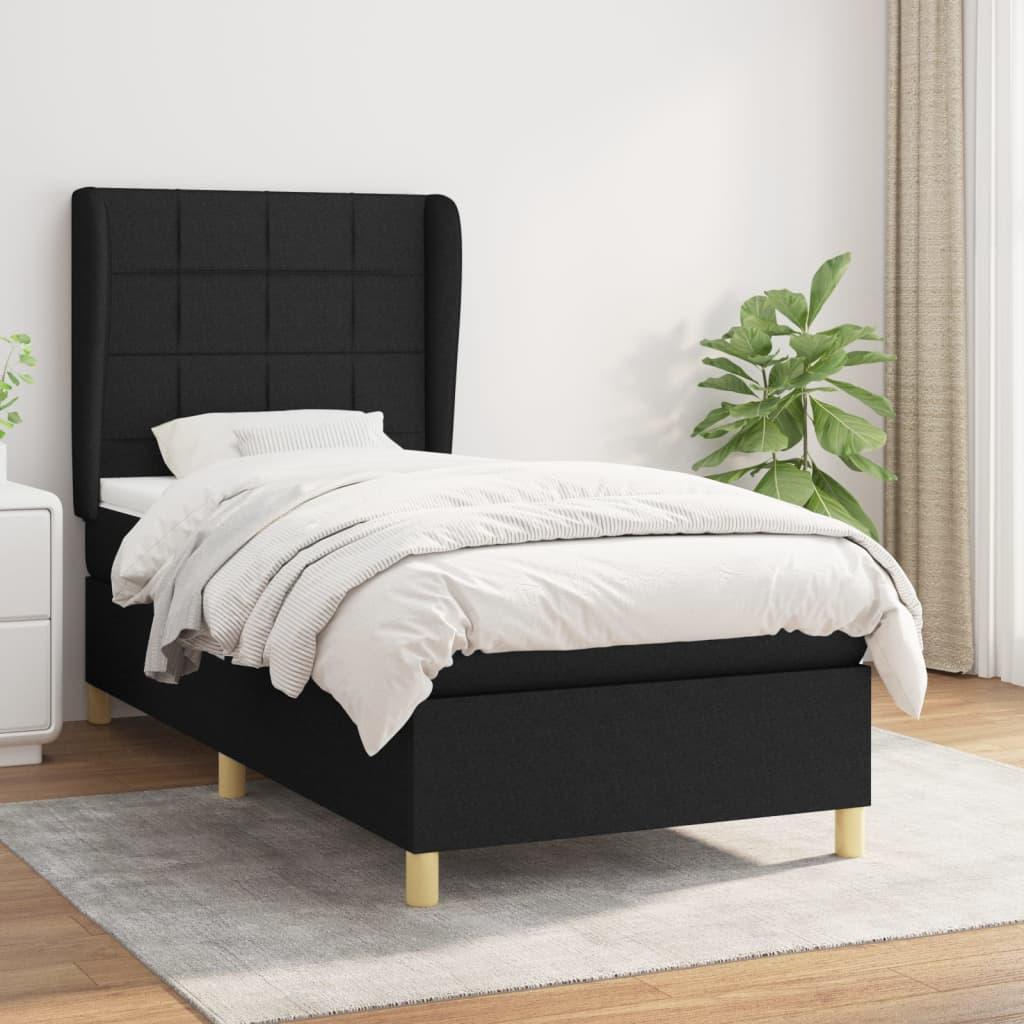 Kontinentalseng Med Madras Stof Sort - Blok med firkanter / 80 x 200 cm